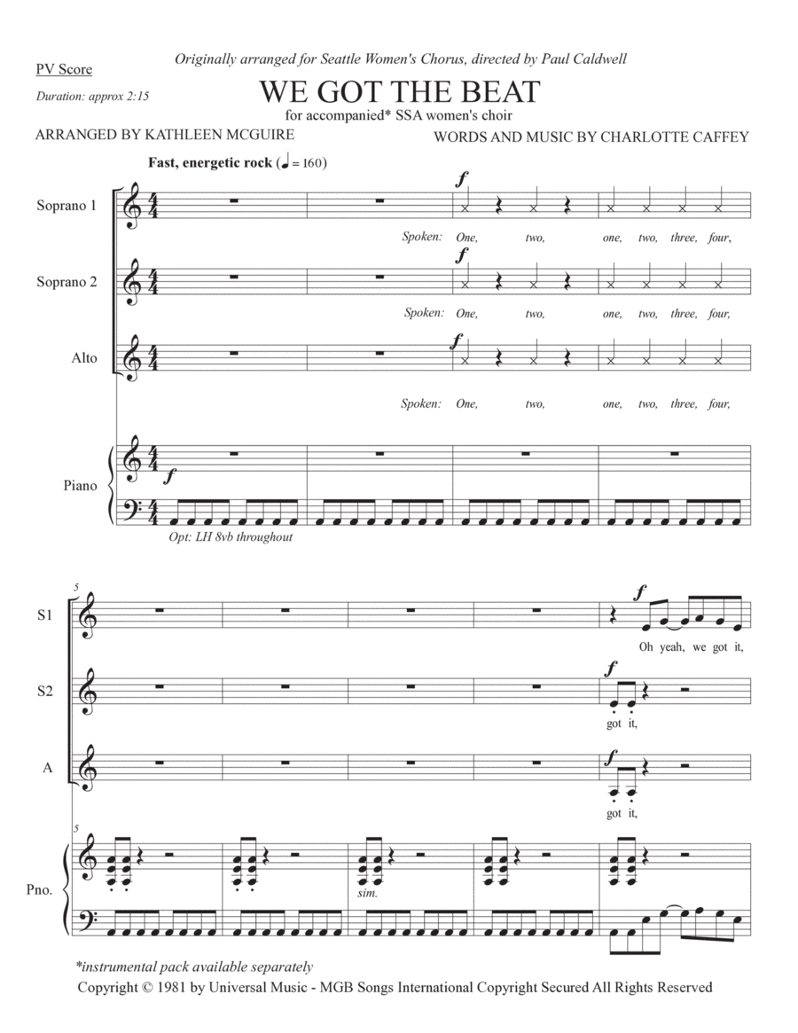 We Got The Beat SSA scores gallery preview page 1