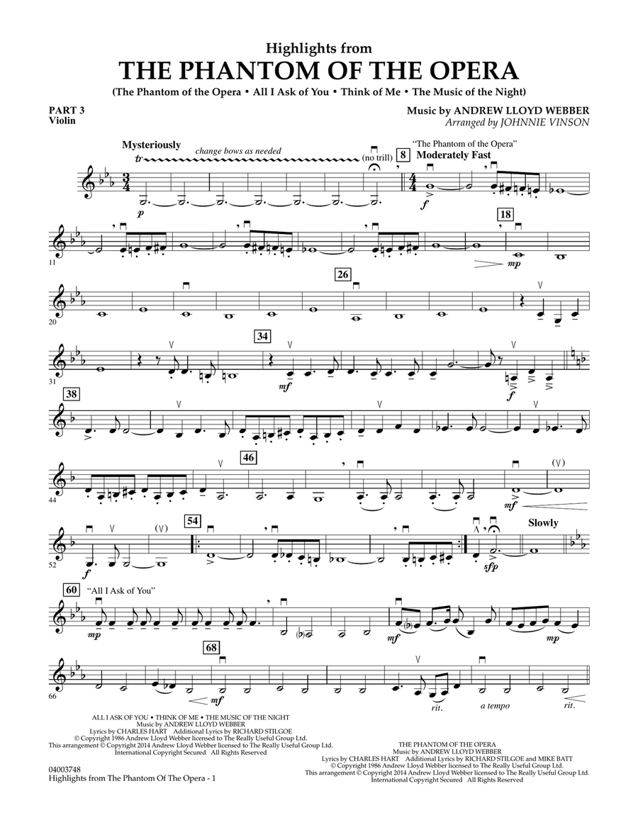 Highlights from The Phantom of the Opera Pt.3 Violin by Andrew
