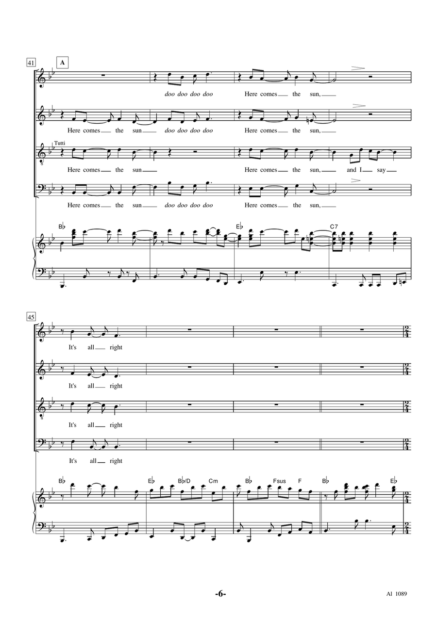 Here Comes The Sun 4-Part scores gallery preview page 6