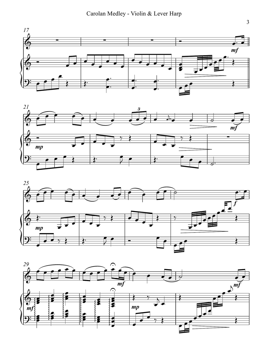 Carolan Medley, Duet for Violin and Lever Harp String Duet scores gallery preview page 3