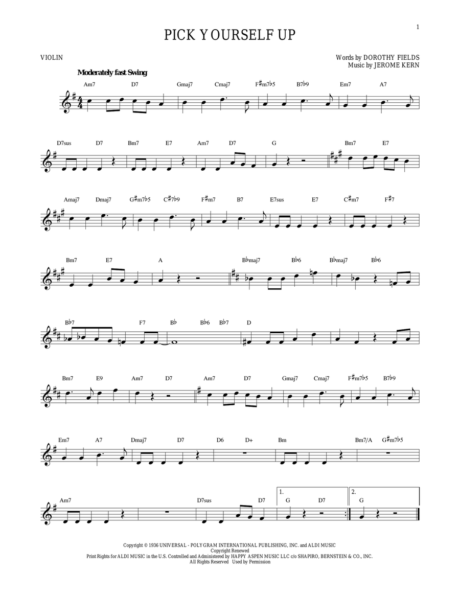 Pick Yourself Up Violin Solo scores gallery preview page 1