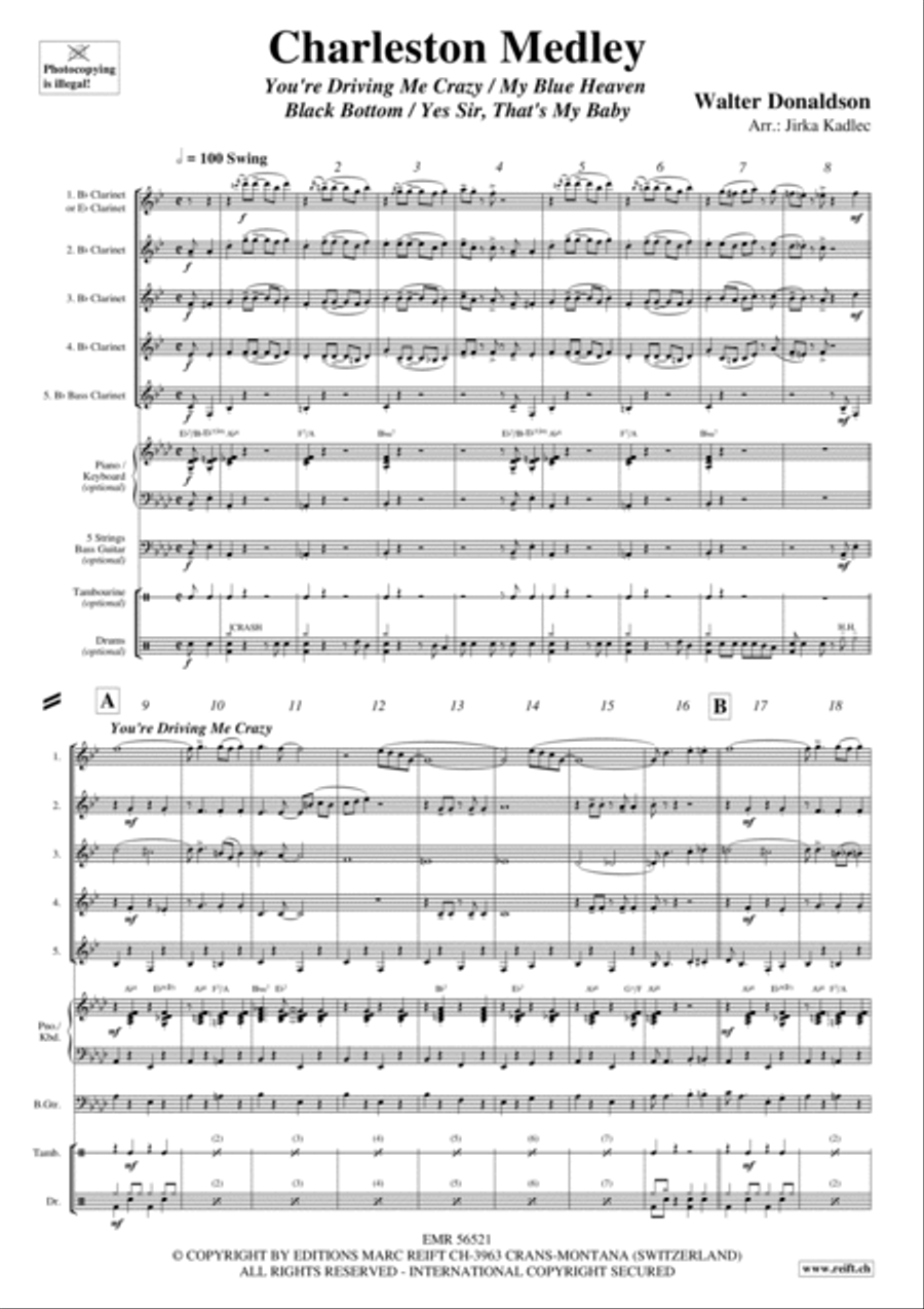 Charleston Medley Clarinet Quintet scores gallery preview page 3