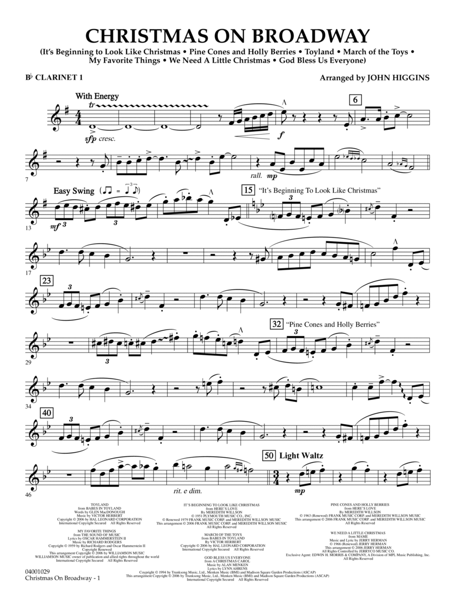 Christmas on Broadway - Bb Clarinet 1