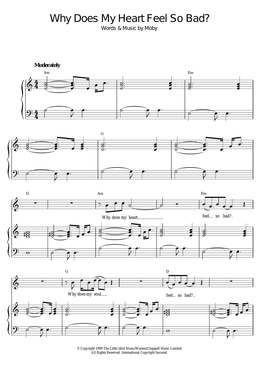 Why Does My Heart Feel So Bad? Piano, Vocal scores gallery preview page 1