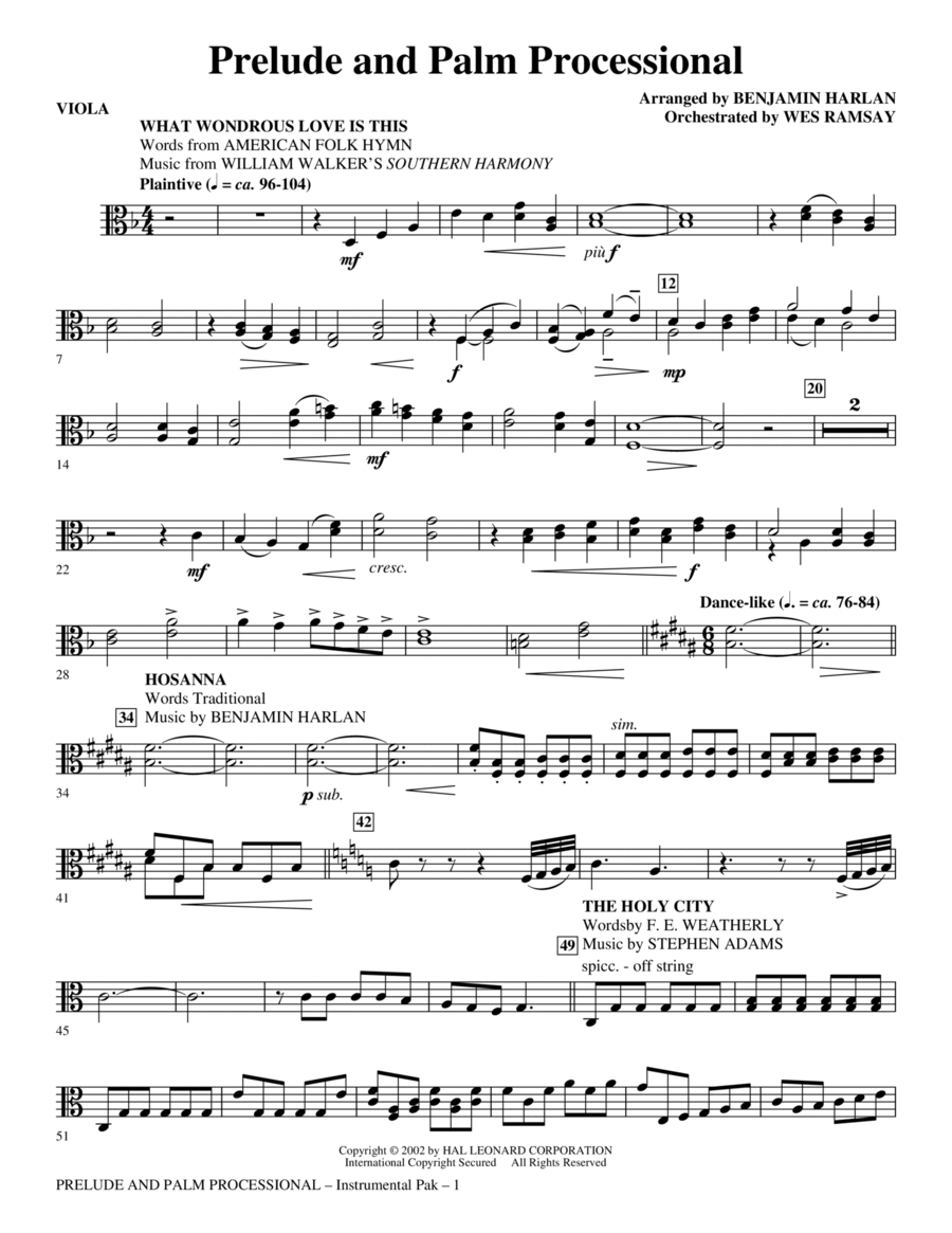 Prelude And Palm Processional - Viola Choir scores gallery preview page 1