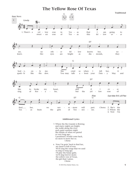 The Yellow Rose Of Texas (from The Daily Ukulele) (arr. Liz and Jim Beloff)