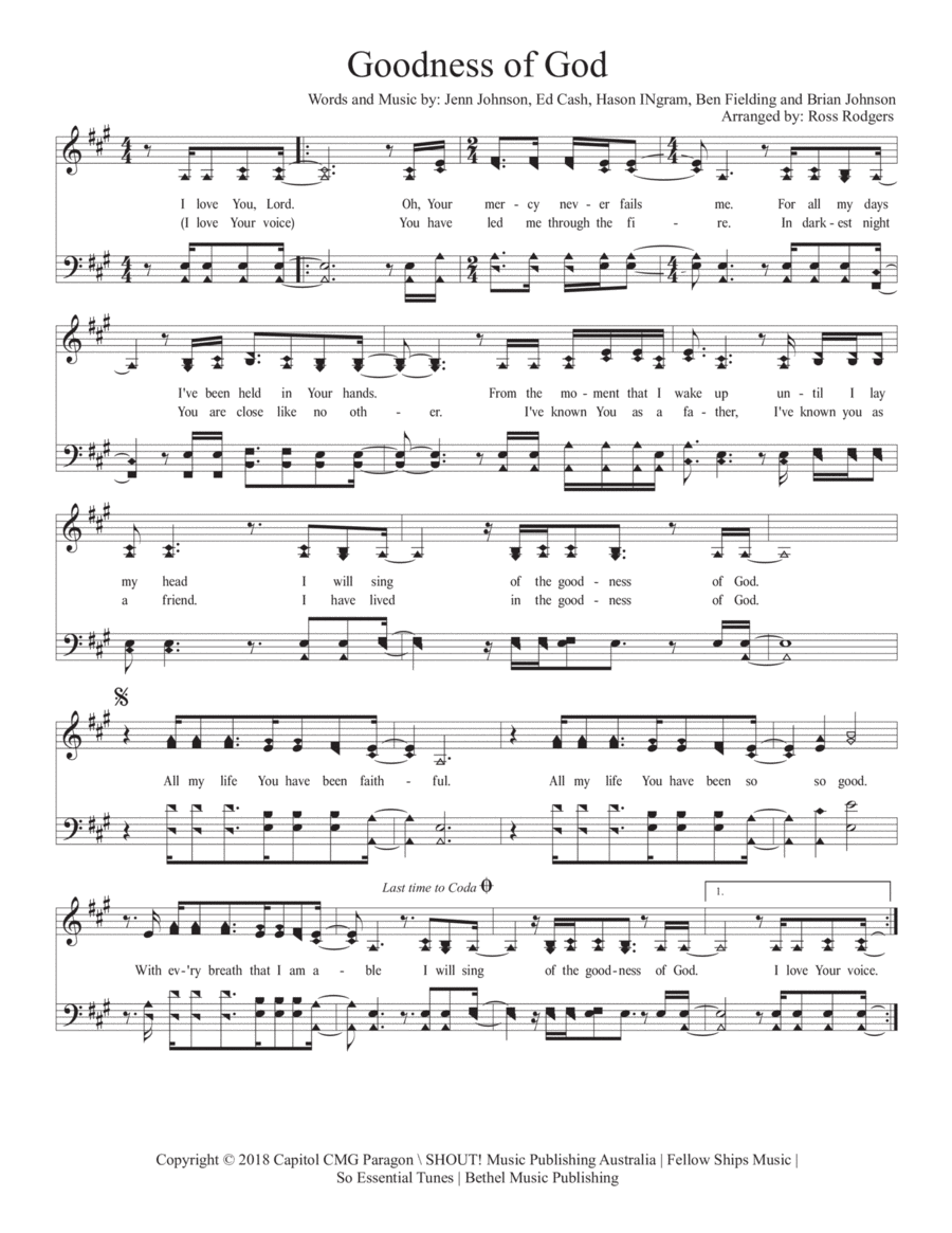 Goodness Of God 4-Part scores gallery preview page 1