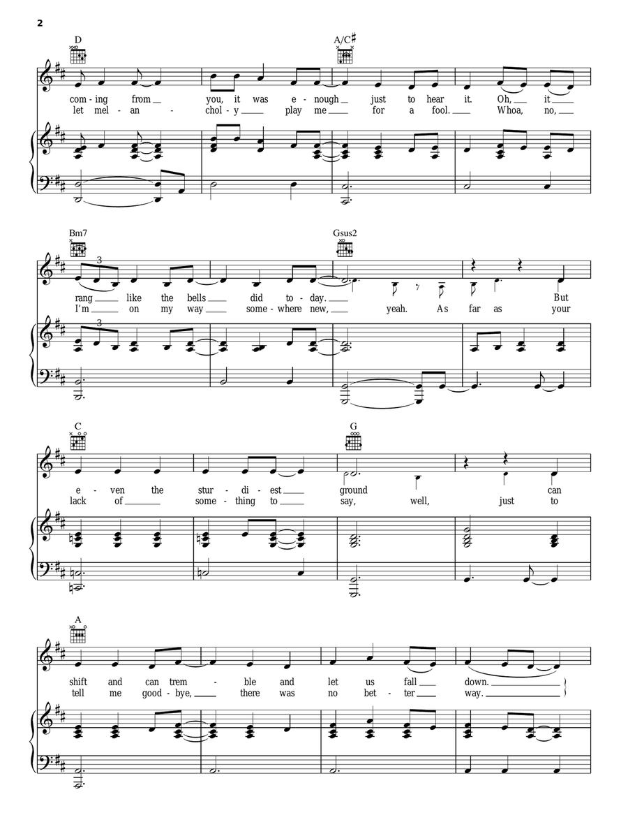 Kindly Unspoken Kindly Unspoken Piano, Vocal, Guitar scores gallery preview page 2