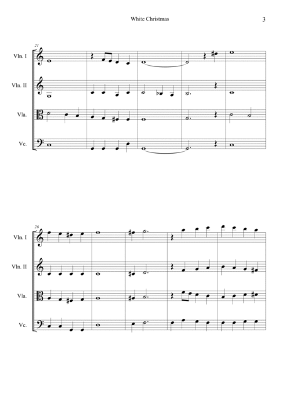 I'm Dreaming Of A White Christmas String Quartet scores gallery preview page 3