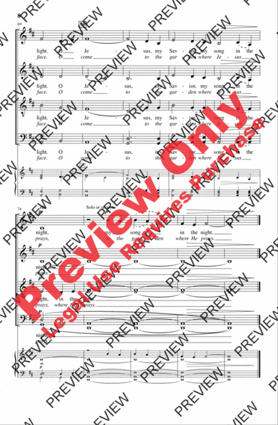 My Song in the Night 4-Part scores gallery preview page 8