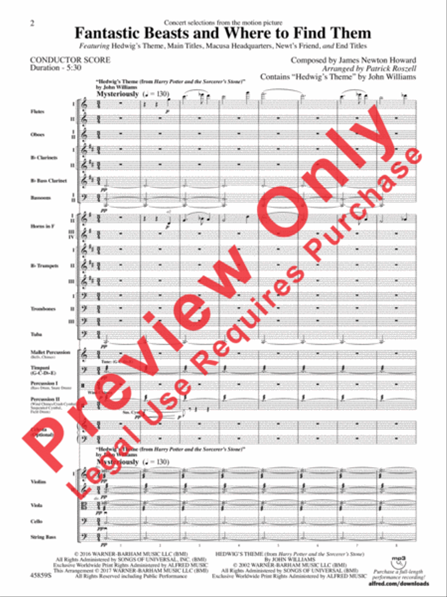 Fantastic Beasts and Where to Find Them Full Orchestra scores gallery preview page 2