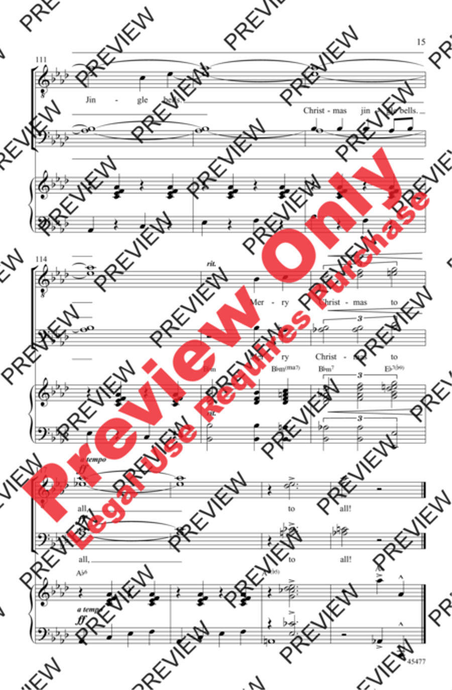 Kay Thompson's Jingle Bells Men's Choir scores gallery preview page 15