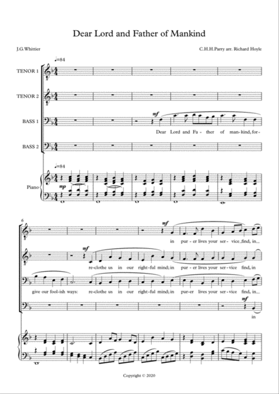 Dear Lord and Father of Mankind TTBB scores gallery preview page 1