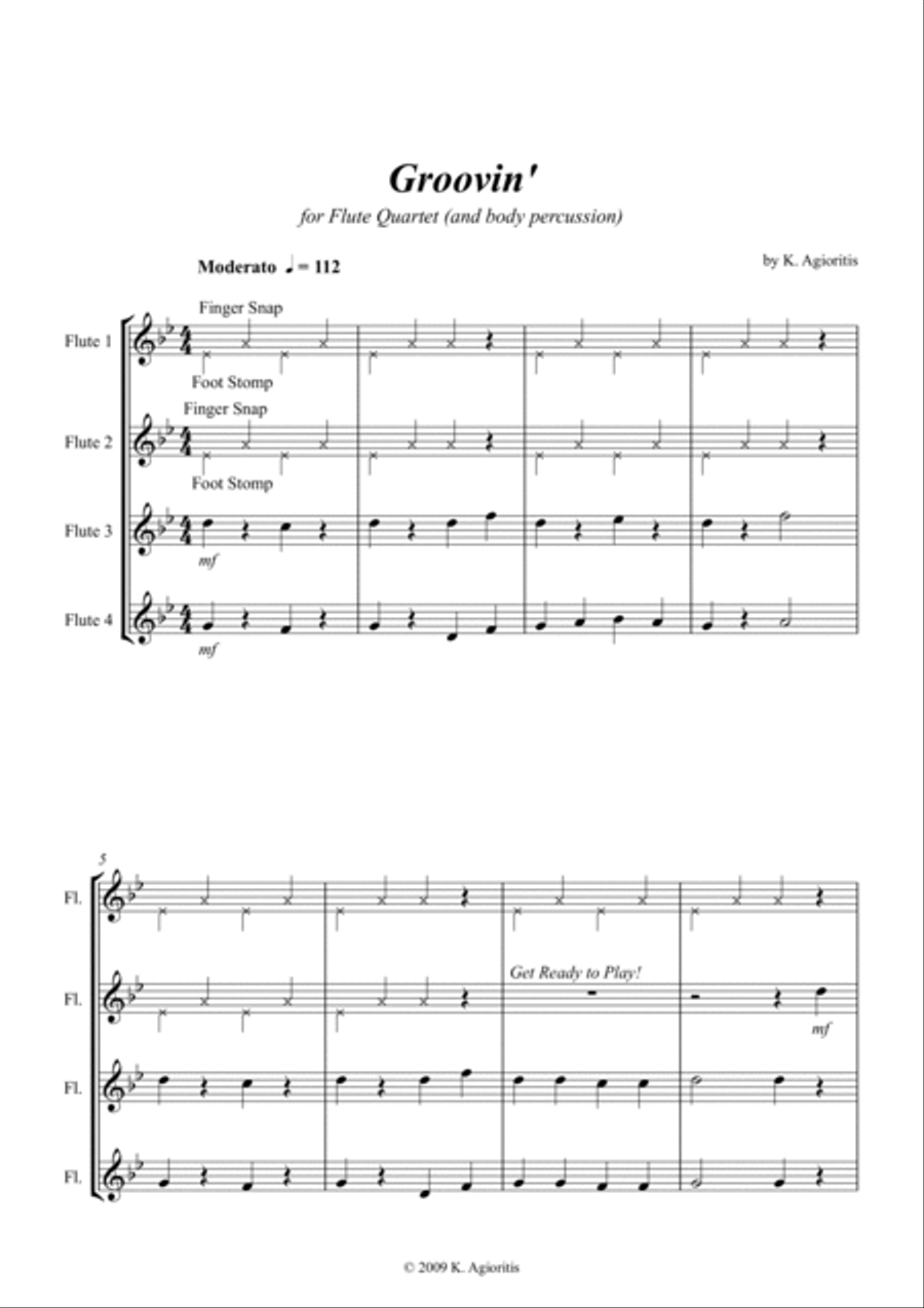Groovin' - For Young Flute Quartet Flute Quartet scores gallery preview page 4