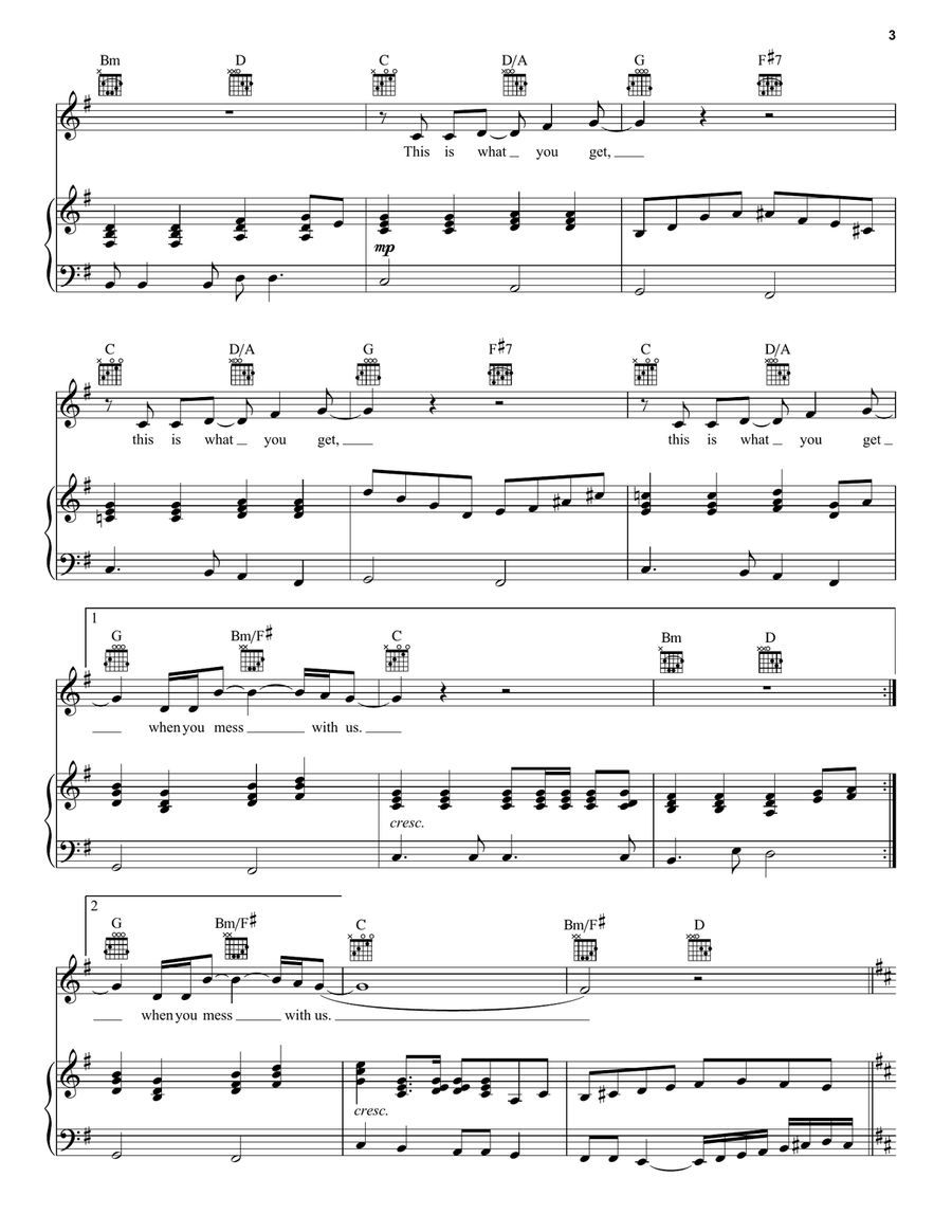 Karma Police Piano, Vocal, Guitar scores gallery preview page 3