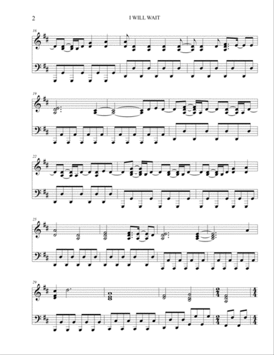 I Will Wait Piano Solo scores gallery preview page 2