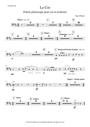 Ange Flégier: Le Cor for horn and orchestra, trombone III (bass trombone) part