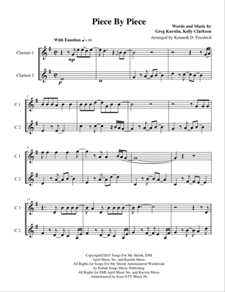 Piece By Piece Clarinet Duet scores gallery preview page 1