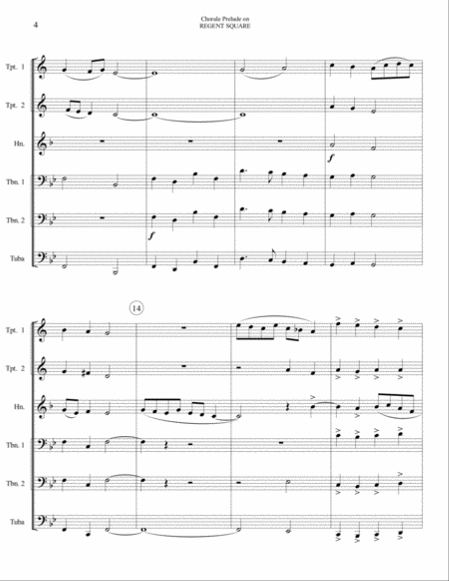 Chorale Prelude on Regent Square - Brass Sextet Brass Ensemble scores gallery preview page 4