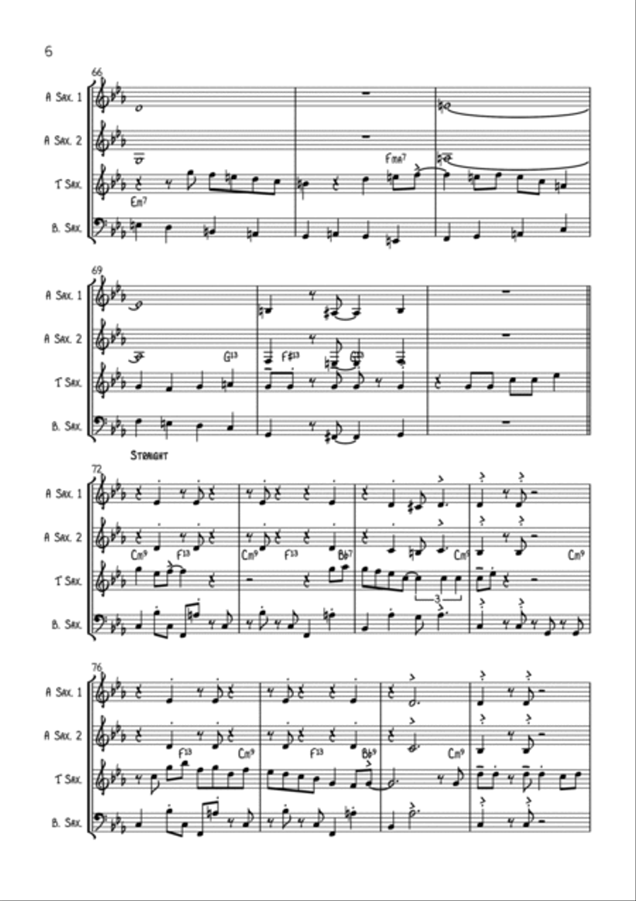 A Hard Day's Night Saxophone Quartet scores gallery preview page 6