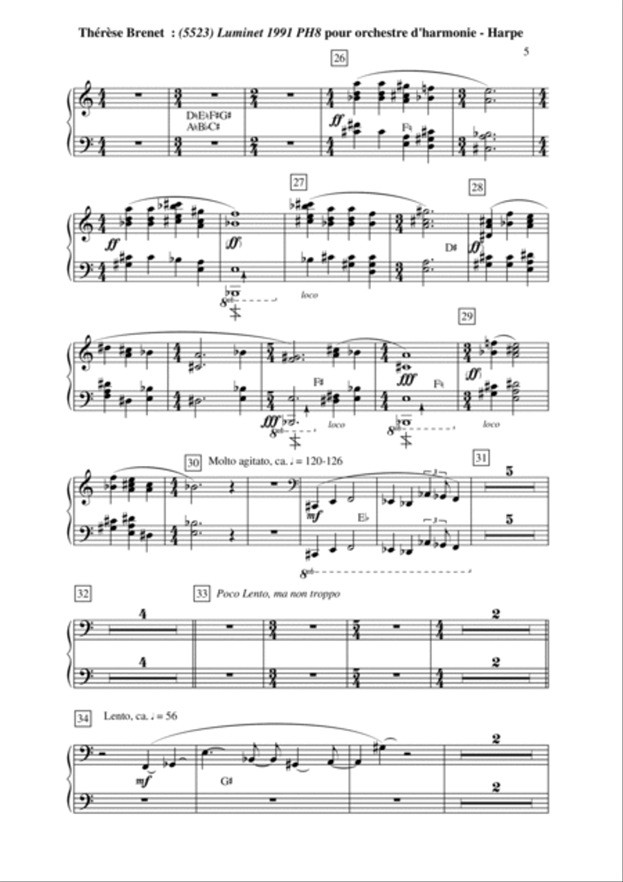 Thérèse Brenet: (5523) Luminet 1991 PH8 for concert band, percussion parts + harp and contrabass par Concert Band scores gallery preview page 5