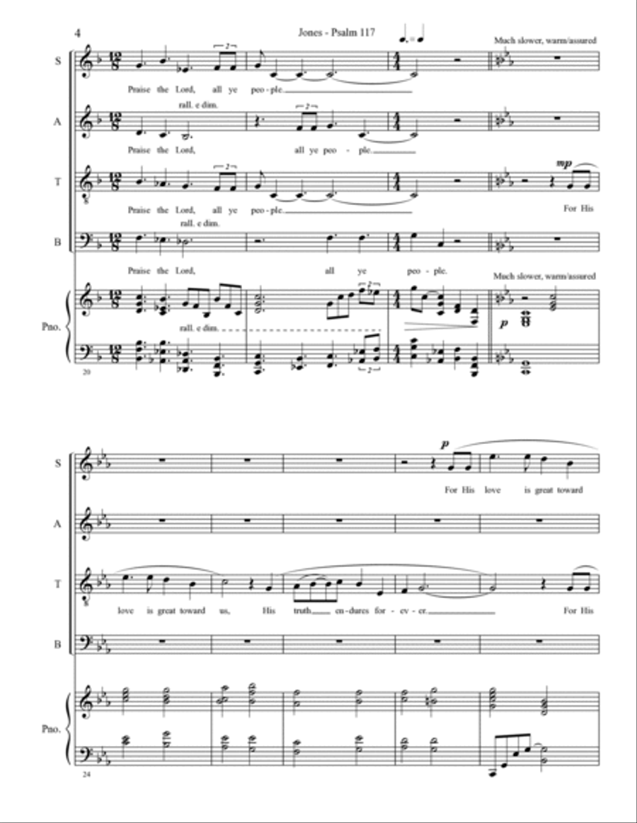 Psalm 117 - O Praise the Lord, All Ye Nations 4-Part scores gallery preview page 4