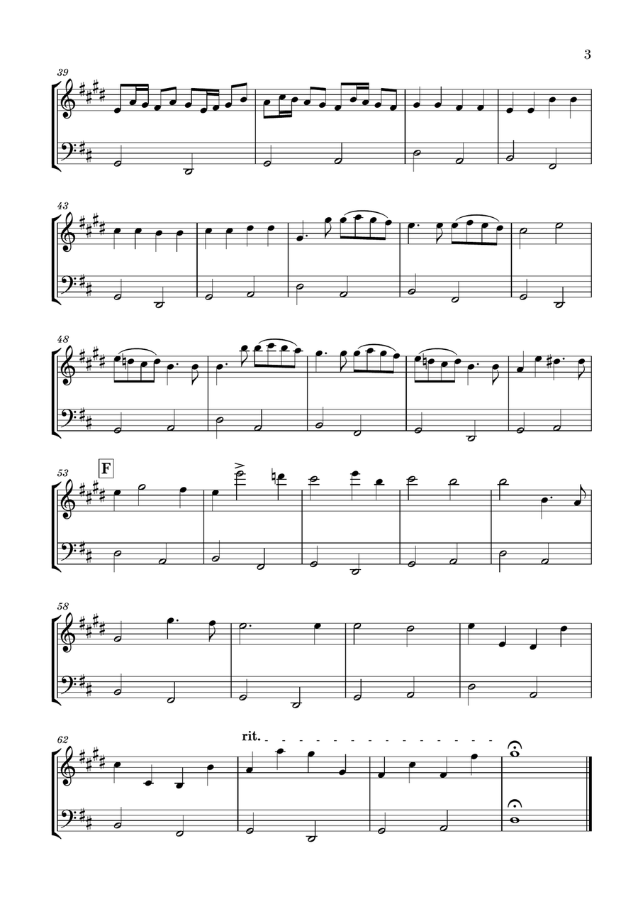 Canon in D for Trumpet in Bb and Cello Trumpet Duet scores gallery preview page 3