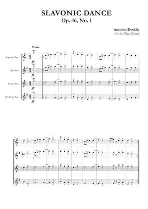 Slavonic Dance Op. 46, No. 1 for Saxophone Quartet