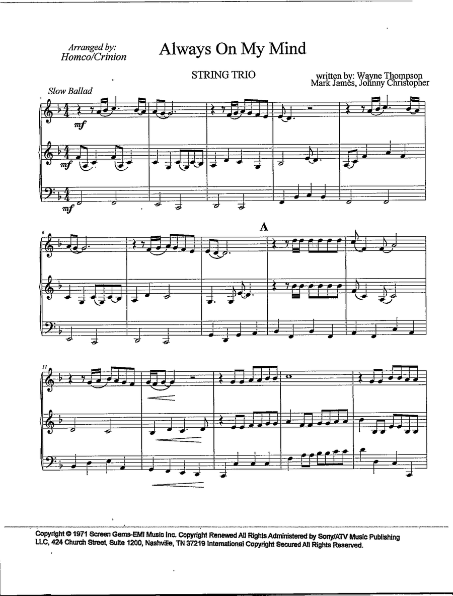 Always On My Mind String Trio scores gallery preview page 2