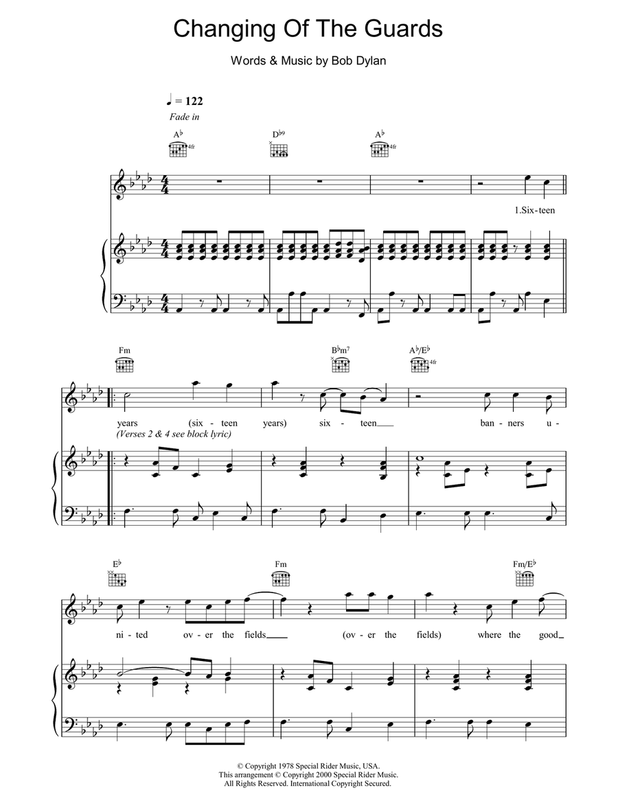 Changing Of The Guards Piano, Vocal, Guitar scores gallery preview page 1