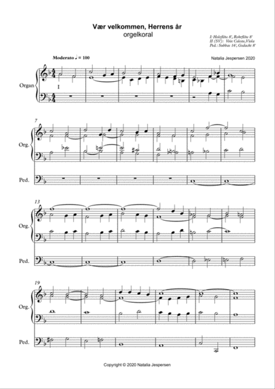 Vear velkommen, Herrens aar Organ Solo scores gallery preview page 1