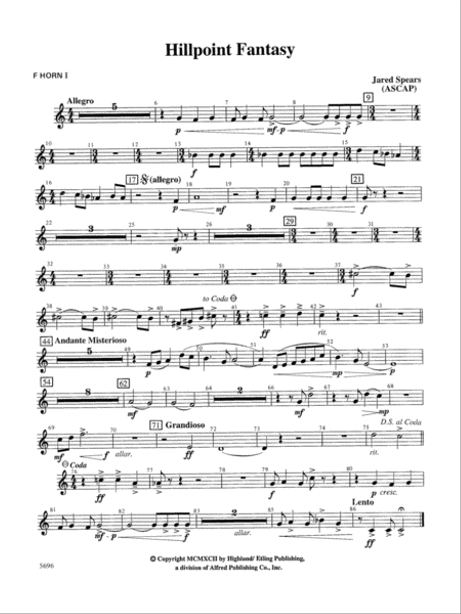 Hill Point Fantasy (Overture for Orchestra): 1st F Horn Full Orchestra scores gallery preview page 1