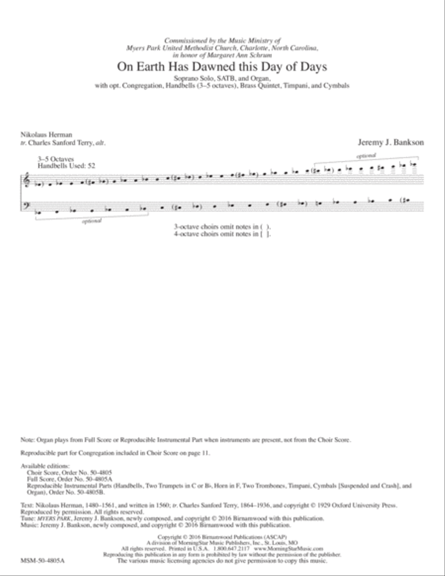 On Earth Has Dawned this Day of Days Choir scores gallery preview page 1