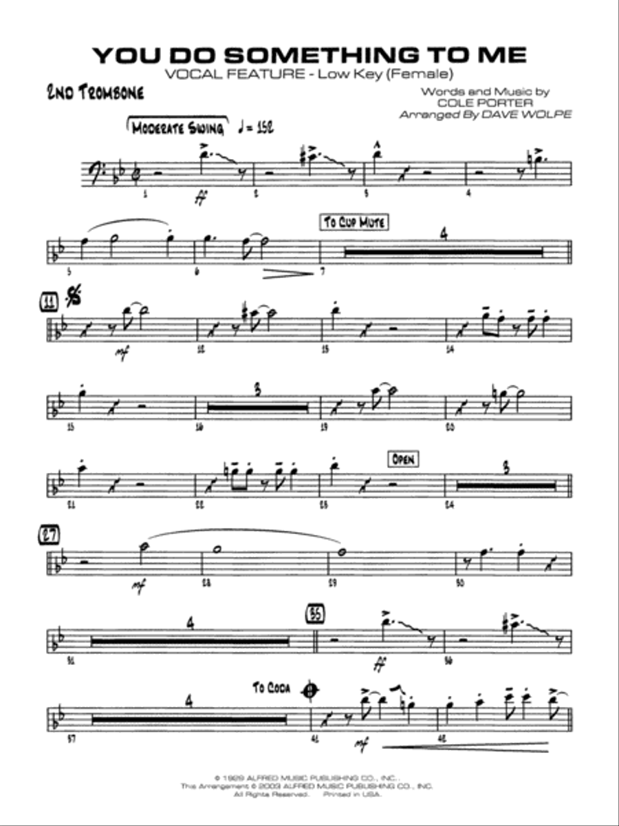 You Do Something to Me: 2nd Trombone Jazz Ensemble scores gallery preview page 1