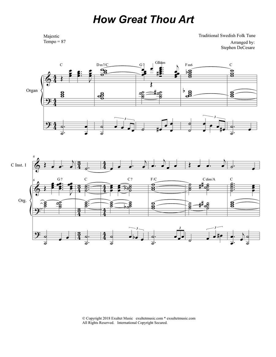 How Great Thou Art (Duet for C-Instruments - Organ Accompaniment) Organ scores gallery preview page 2