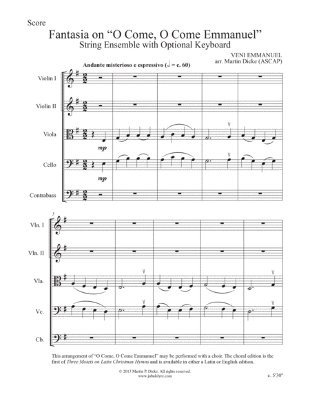 Fantasia on "O Come, O Come Emmanuel" (String Ensemble) image number null