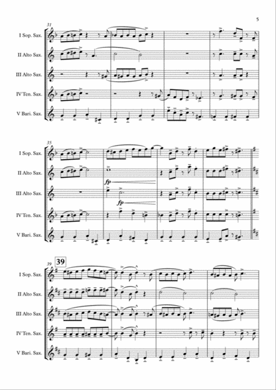 Theme From Family Guy Saxophone Quintet scores gallery preview page 6