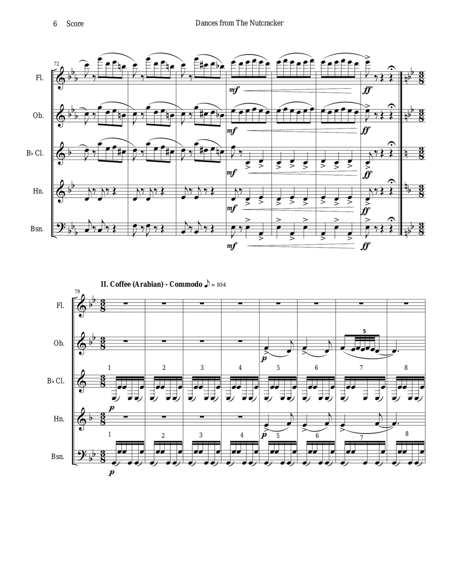 Six Dances from The Nutcracker by Tchaikowsky for Woodwind Quintet Woodwind Quintet scores gallery preview page 6