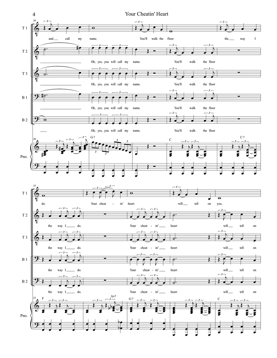 Your Cheatin' Heart 3-Part scores gallery preview page 4