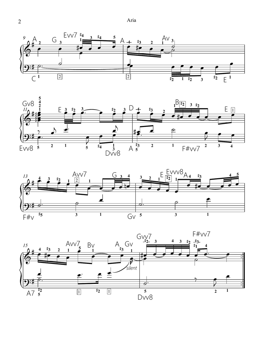 Aria from the Goldberg Variations (with all piano fingering) Piano Solo scores gallery preview page 2