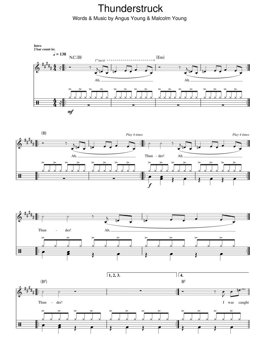 Thunderstruck Drum Set scores gallery preview page 1