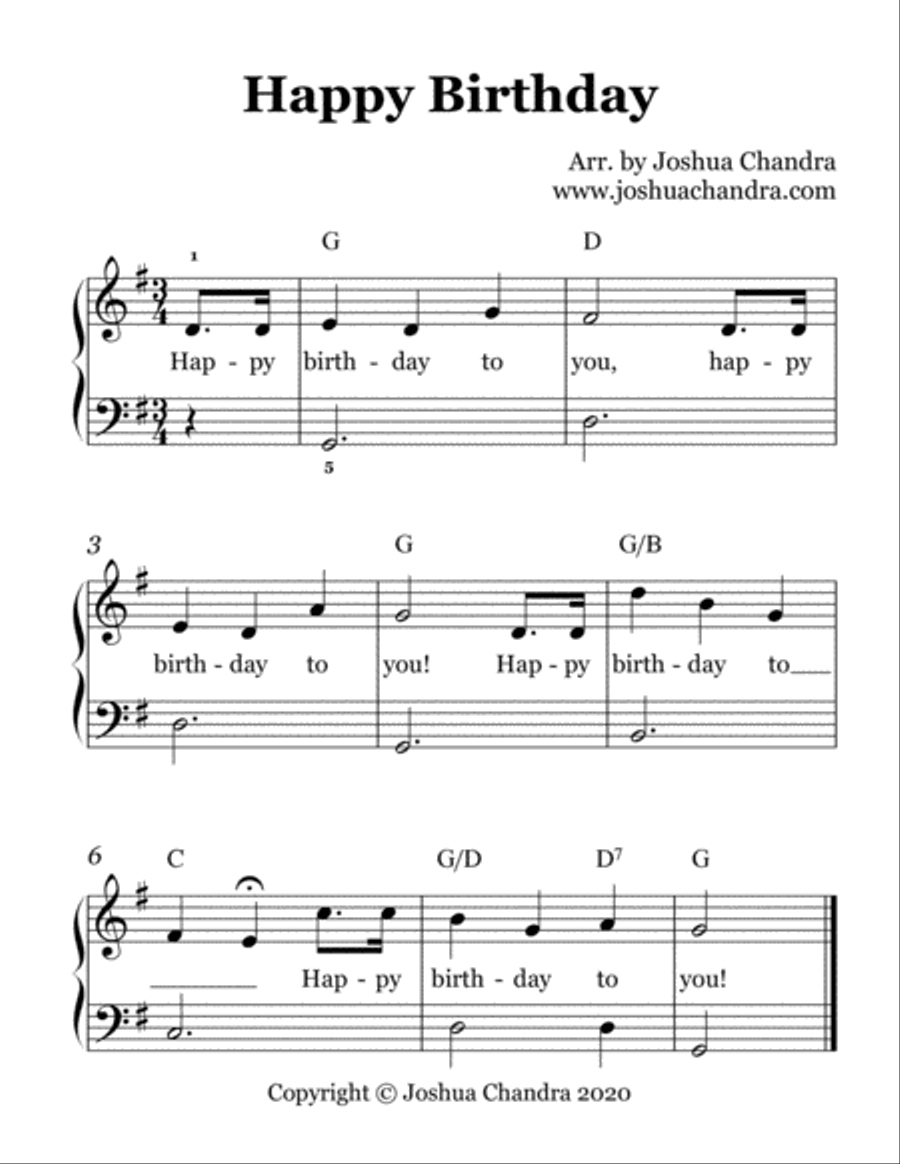 Happy Birthday (Easy Piano/Lead Sheet) Piano Method scores gallery preview page 1