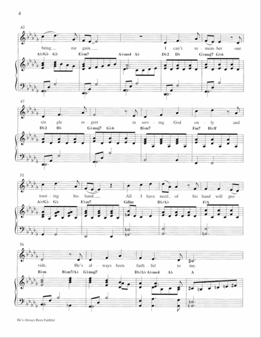 He's Always Been Faithful Medium Voice scores gallery preview page 4