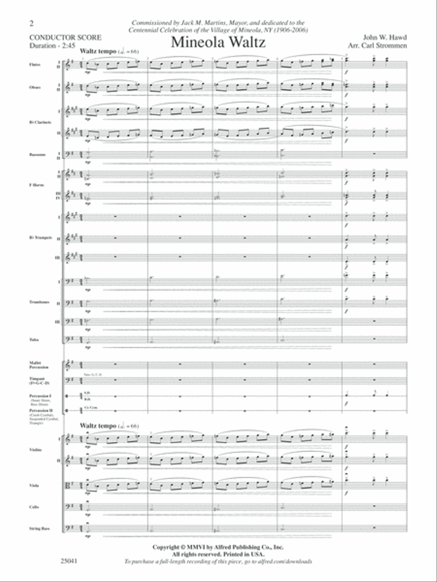 Mineola Waltz: Score Full Orchestra scores gallery preview page 2