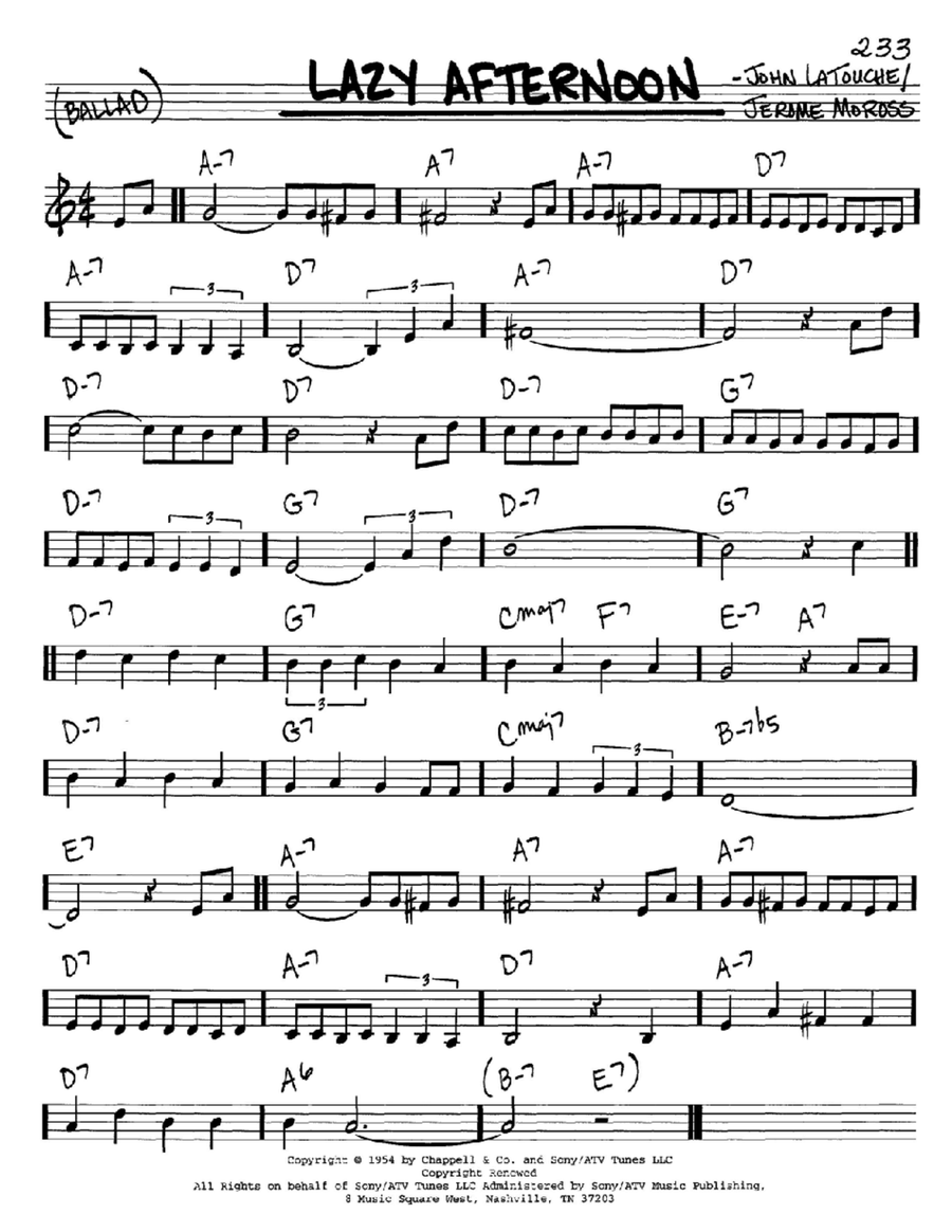Lazy Afternoon C Instrument scores gallery preview page 1