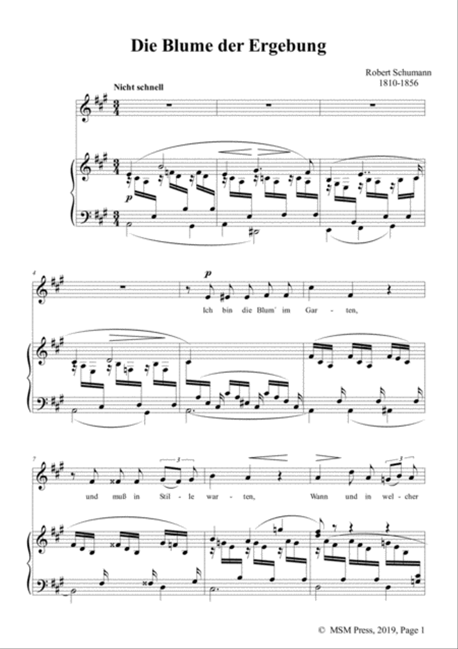 Schumann-Die Blume der Ergebung,Op.83 No.2,in A Major,for Voice&Piano Voice scores gallery preview page 3