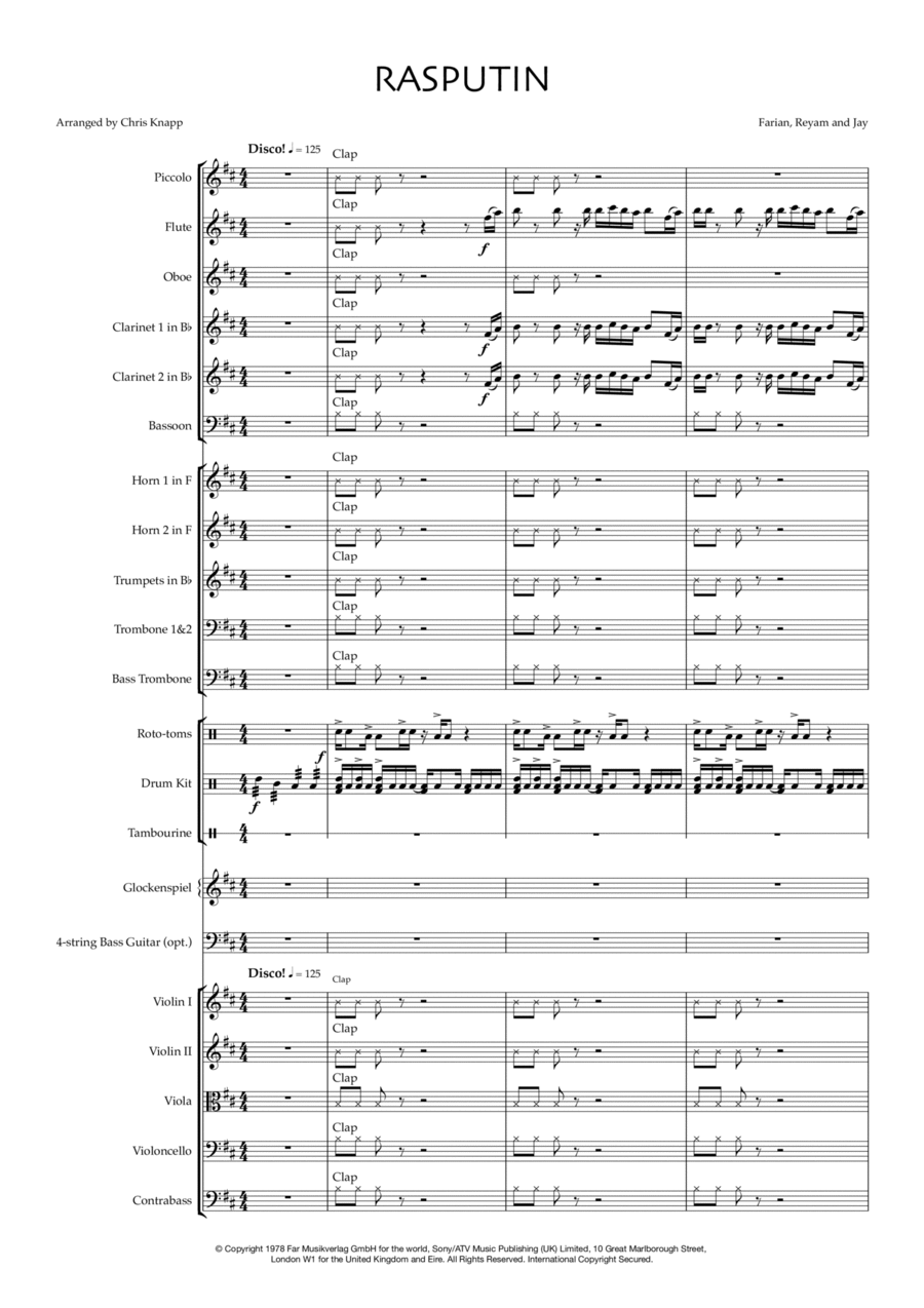 Rasputin Full Orchestra scores gallery preview page 1
