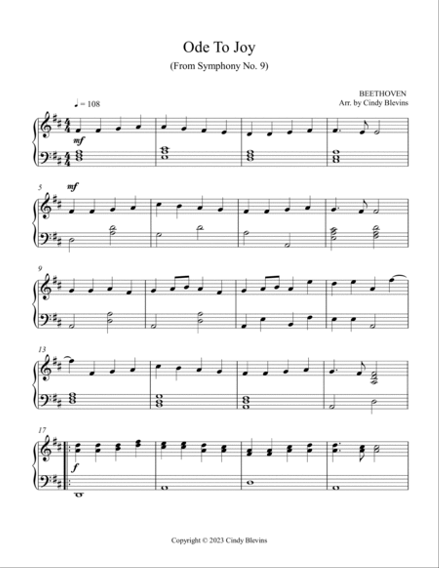 Ode To Joy, Harp and Tin Whistle (D) Harp scores gallery preview page 6