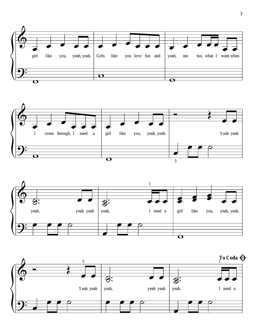 Girls Like You Girls Like You Easy Piano scores gallery preview page 3