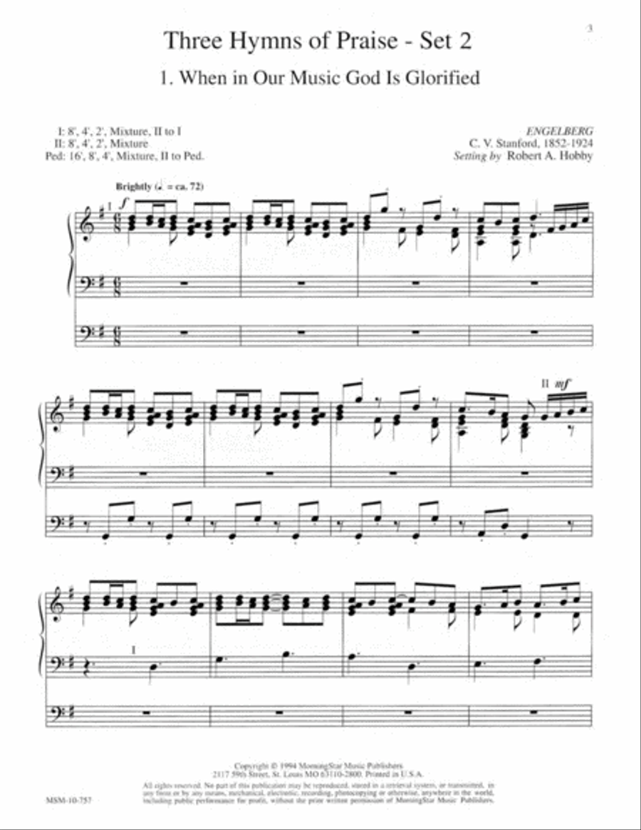 Three Hymns of Praise, Set 2 Organ scores gallery preview page 3